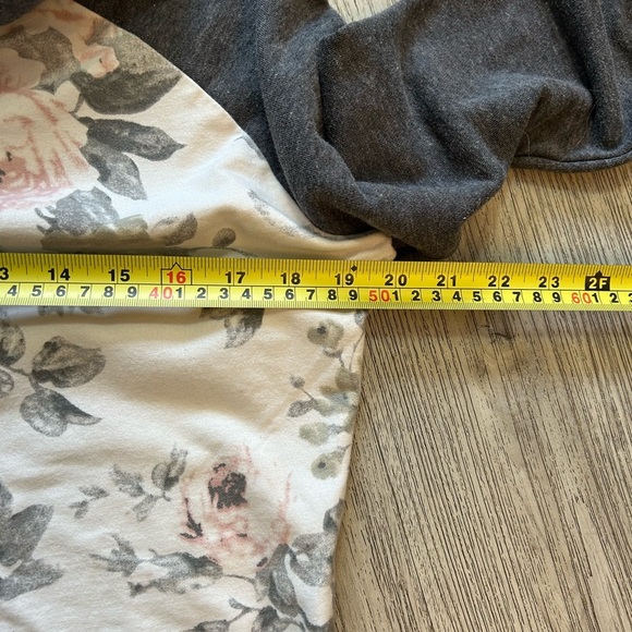 Vanilla Bay Floral Print Double Hoodie Sweater with Charcoal Sleeves - Picture 10 of 10